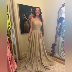 Jovani Glittering Gold Prom Dress